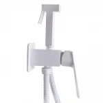 Змішувач гігієнічний TOPAZ LEXI TL 21106-H57-W моноблок вбудований, стоп-лійка латунь Білий глянець