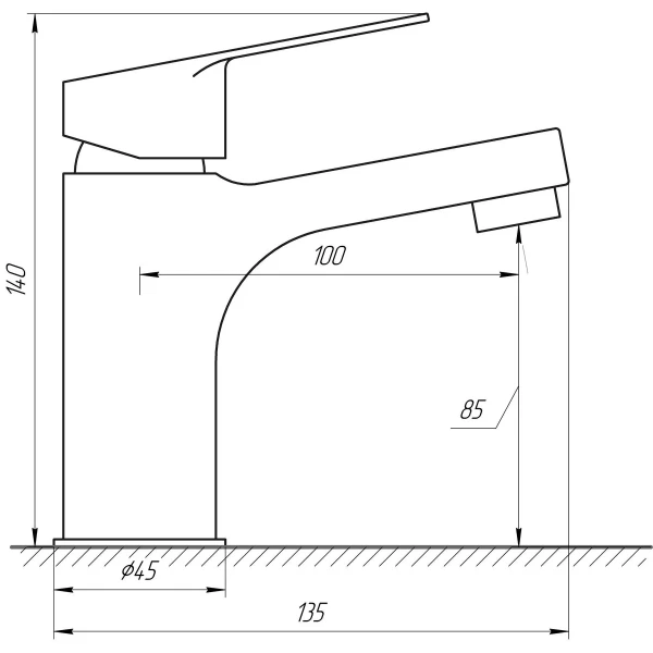 Смеситель для умывальника TOPAZ CAPRI TCA-15207-H44 картридж D25,H=140, шланги 45см
