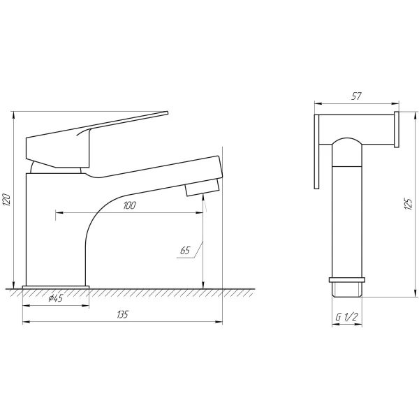Смеситель для умывальника TOPAZ CAPRI TCA-15206-H43 гигиен. с стоп-лейкой, встроенный клапан,D35