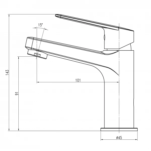 Смеситель для умывальника TOPAZ CAPRI TCA-15207-H44-BL картридж D25, H=140, шланги 45см