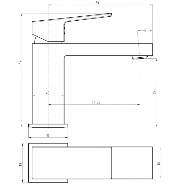 Смеситель для умывальника TOPAZ ODISS TO 18401-H61B Квадро cartridge D35, шланги 45см