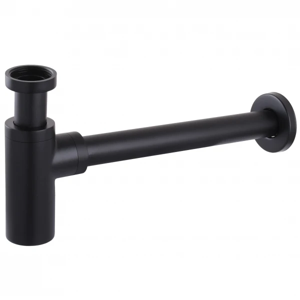 Сифон для раковин циліндричний Globus Lux GSB-32-125-BB, латунь, 1 1/4″, чорний матовий