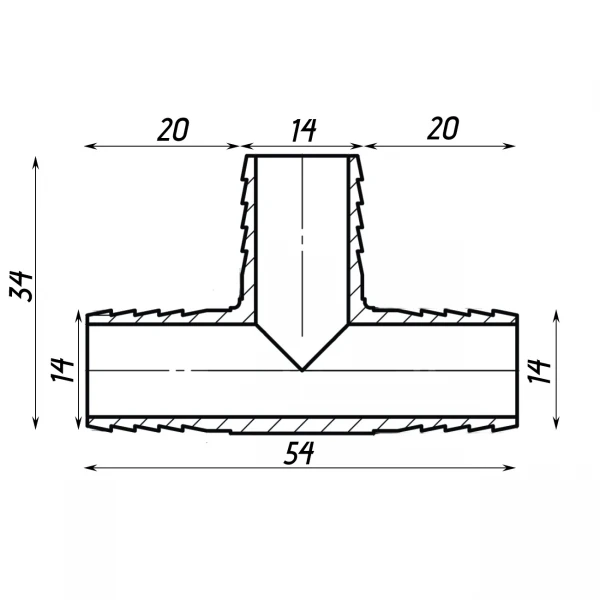 Трубка тройная 14мм никелированная А05405А(нк)