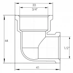 Уголок редукционный 3/4″х1/2″ВВ никелированный А0112А(нк)