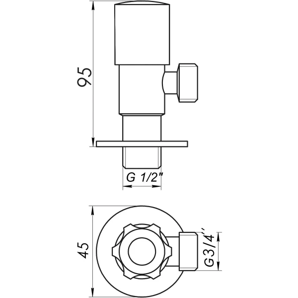 Кран кутовий кераміка PROFESSIONAL EXCLUSIVE 1/2″X3/4″ 898 CHROME (1шт.)