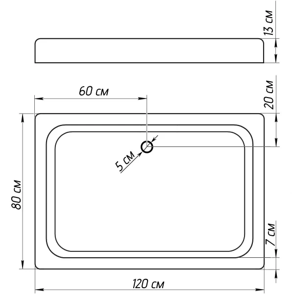 Душовий піддон прямокутний NAREW SL120F BRAVO (1уп.)