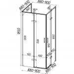 Душова кабіна квадратна без піддона від стіни WDA N90TC BRAVO (1уп.)