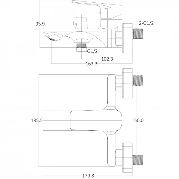 Смеситель для ванны Globus Lux BONN GLB-0102N