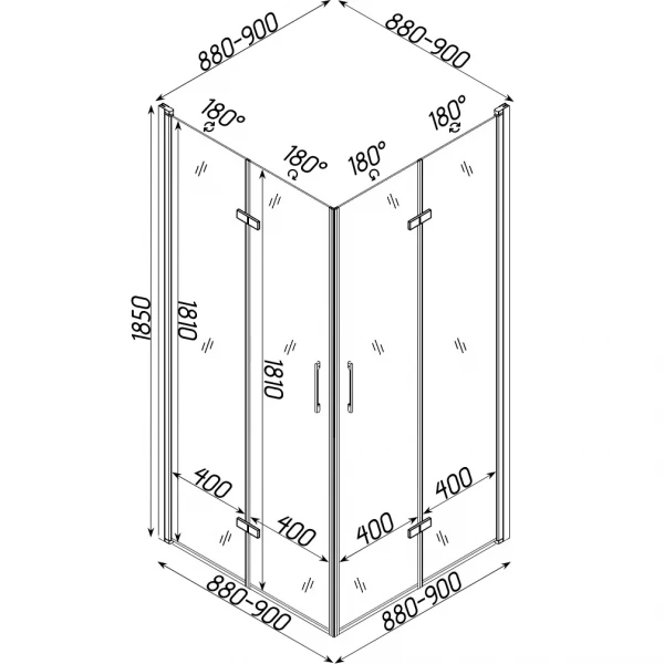 Душова кабіна квадратна без піддона PANEW N90TC BRAVO (1уп.)