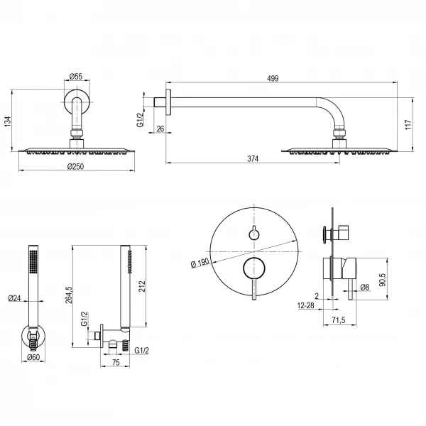 Змішувач для душу вбудований TOPAZ LOFT TLF 32205-H39