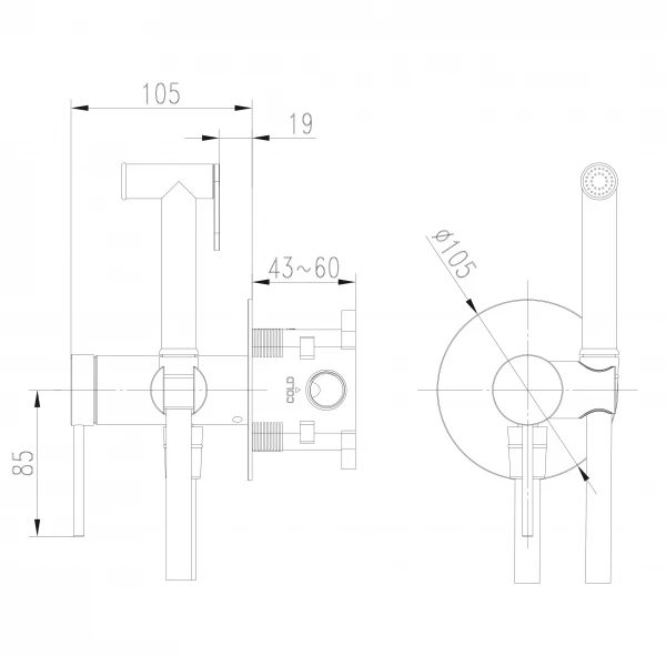 Змішувач гігієнічний TOPAZ LOFT TLF 32106-H39-C