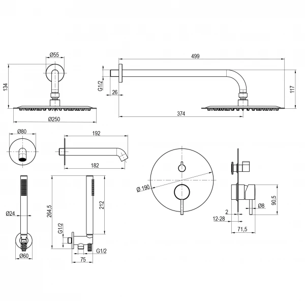 Змішувач для душу вбудований TOPAZ LOFT TLF 32115-H39-C