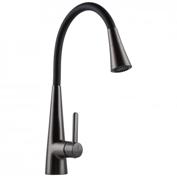 Змішувач для кухні Globus Lux LAZER Pro GLPR-203SM-GPлатунь Графіт,гофровилив Чорний з душ.насадкою