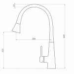 Змішувач для кухні Globus Lux LAZER Pro GLPR-203SM-GPлатунь Графіт,гофровилив Чорний з душ.насадкою