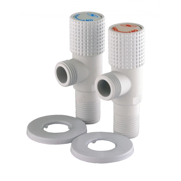 !!Набір кранів кутових кераміка SOLOMON EXCLUSIVE 1/2″X1/2″ 9889 WW  (White/White) (комплект2шт.)