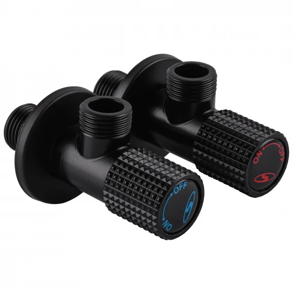 !!Набір кранів кутових кераміка SOLOMON EXCLUSIVE 1/2″X1/2″ 9889 BB (BLACK/BLACK) (комплект2шт.)