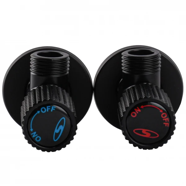 !!Набір кранів кутових кераміка SOLOMON EXCLUSIVE 1/2″X1/2″ 9889 BB (BLACK/BLACK) (комплект2шт.)