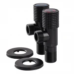 !!Набір кранів кутових кераміка SOLOMON EXCLUSIVE 1/2″X1/2″ 9889 BB (BLACK/BLACK) (комплект2шт.)