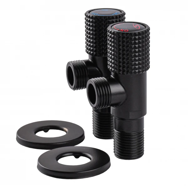 !!Набір кранів кутових кераміка SOLOMON EXCLUSIVE 1/2″X1/2″ 9889 BB (BLACK/BLACK) (комплект2шт.)