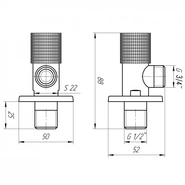 Кран кутовий кераміка SOLOMON EXCLUSIVE 1/2″X3/4″ 989 BB (BLACK/BLACK) ( 1шт.)