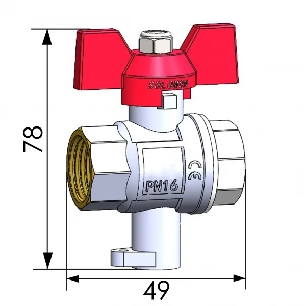Кран шаровый полнопроходной  для подключения термометра   SOLOMON 1/2″ V1242 S
