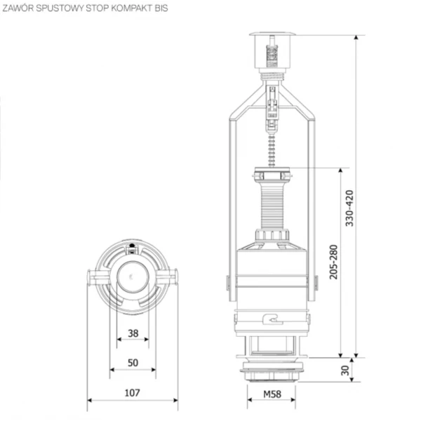 Зливний клапан K.K.POL ZSB/211, Stop, (350/ZSB/211-00-T0)