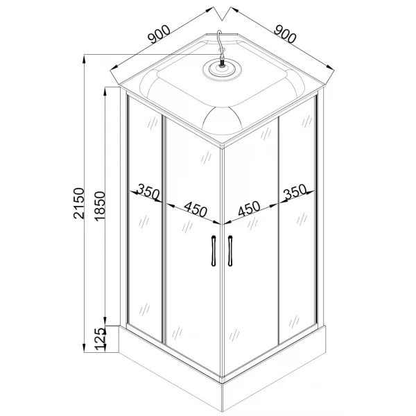 Душевой бокс квадратный NIDA L90FFS BRAVO (4уп.)