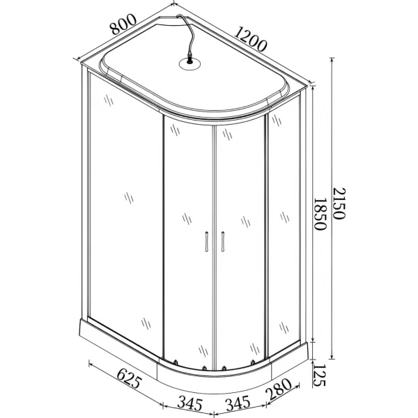 Душевой бокс ассиметричный левый REGA L120FFSL BRAVO (3уп.)
