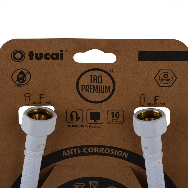 Шланг водяний TUCAI TAQ PREMIUM GRIF 1/2″x1/2″ BВ 0,3м.АНТИКОР. ACB HG-1212-300 (Білий Мат) 209971