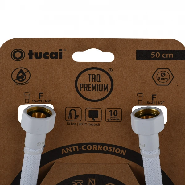 Шланг водяний TUCAI TAQ PREMIUM GRIF 1/2″x1/2″ BВ 0,5м.АНТИКОР. ACB HG-1212-500 (Білий Мат) 209973