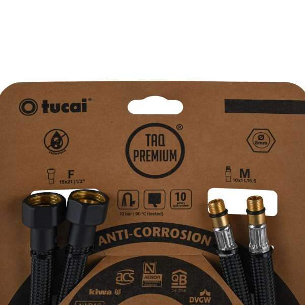 Шланг для смесителя TUCAI TAQ PREMIUM GRIF М10х1/2″ 0,6м. АНТИКОР. AСB ПАРА (Черный Мат) 210393