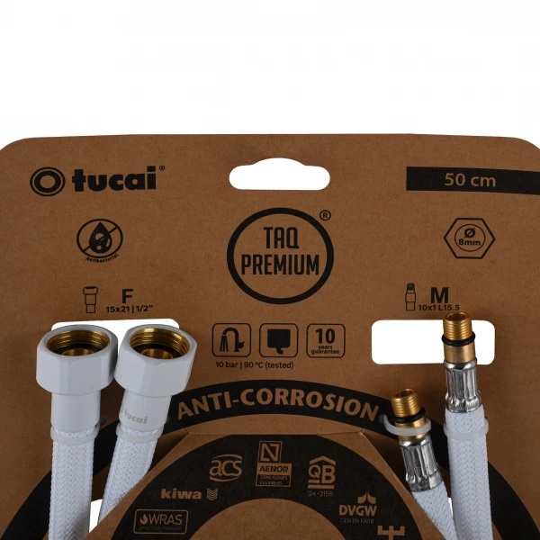 Шланг для смесителя TUCAI TAQ PREMIUM GRIF М10х1/2″ 0,5м. АНТИКОР. AСB ПАРА (Белый Мат) 209967