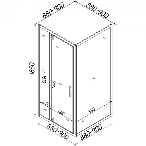 Душова кабіна квадратна без піддона MORAVA N90GB BRAVO (1уп.)