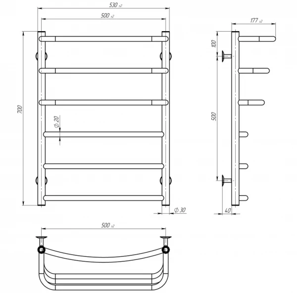 Рушникосушарка UNIO LKD ЕU 700-500-6 Драбинка Каскад Дуга електро