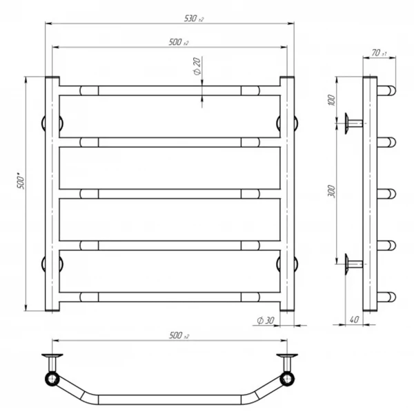 Рушникосушарка UNIO LT ЕU 500-500-5 Драбинка Трапеція електро