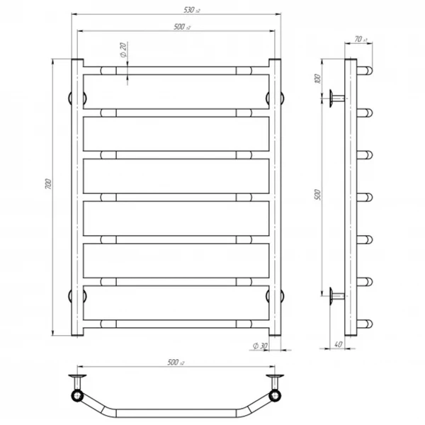 Рушникосушарка UNIO LT EU 700-500-7 Драбинка Трапеція електро