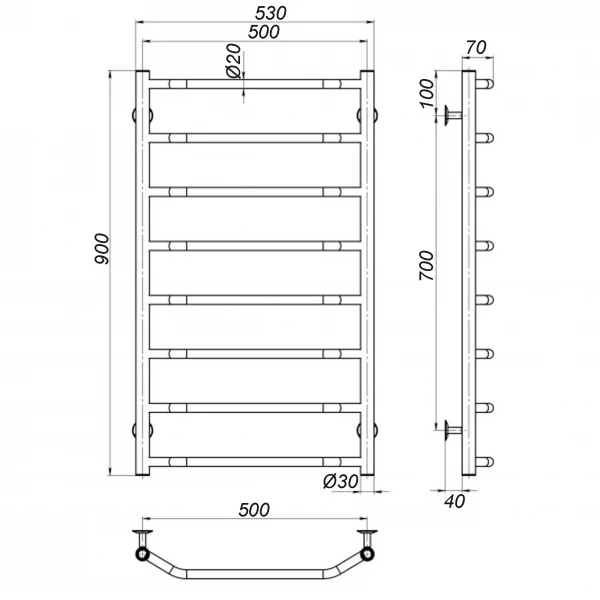 Рушникосушарка UNIO LT EU 900-500-8 Драбинка Трапеція електро