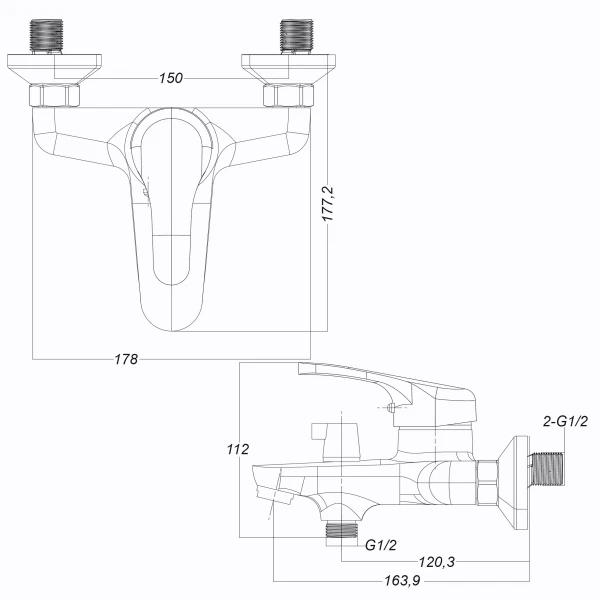 Смеситель для ванны Globus Lux Solly GLSO-0102NE