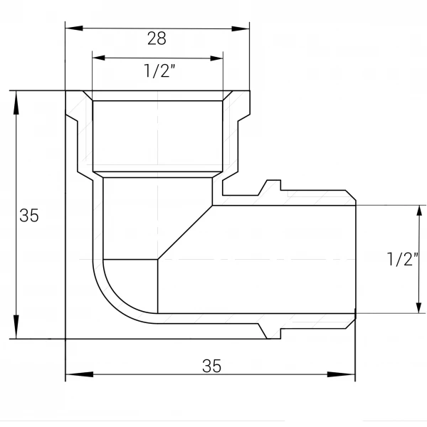 Уголок 1/2″ВН никелированный NL333S OPTIMUM