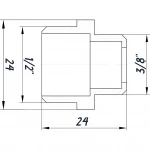 Ниппель редукционный 1/2″х3/8″НН никелированный под прокладку NN322G OPTIMUM