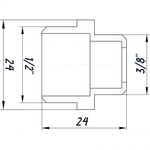 Ниппель редукционный 1/2″х3/8″НН никелированный под прокладку NN322G OPTIMUM