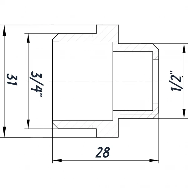 Ніпель редукційний 3/4″х1/2″ЗЗ нікельований під прокладку NN432G OPTIMUM