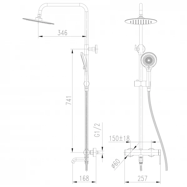 Душевая система TOPAZ LOFT TLF 32102-H75-C