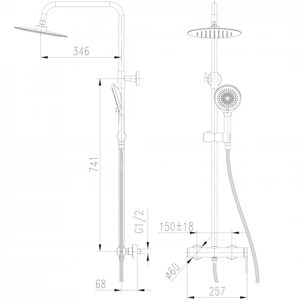 Душевая система TOPAZ LOFT TLF 32702-H75-C