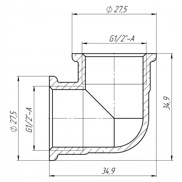 Угольник 1/2″ВВ латунный LL331S OPTIMUM