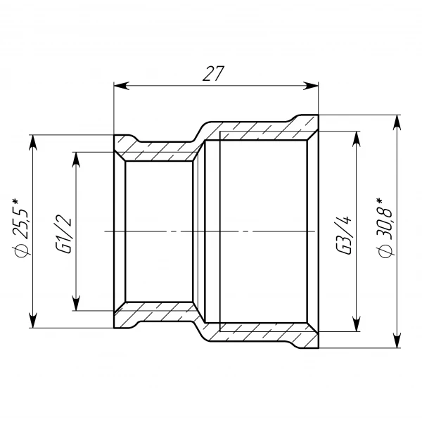 Муфта редукционная 3/4″х1/2″ВВ латунная LM431S OPTIMUM