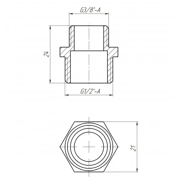 Ниппель редукционный 1/2″х3/8″НН латунный LN322S OPTIMUM
