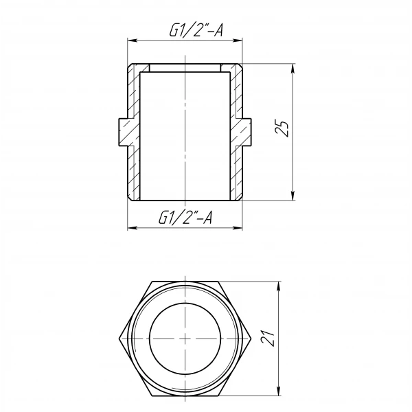 Ниппель 1/2″НН латунный под прокладку LN332G OPTIMUM