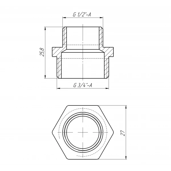 Ниппель редукционный 3/4″х1/2″НН латунный LN432S OPTIMUM
