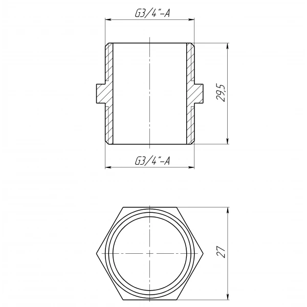 Ниппель 3/4″НН латунный LN442S OPTIMUM